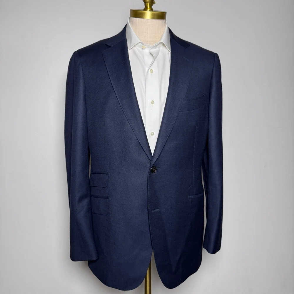 Suitsupply Blazer Mens‎ 44R Navy Blue Solid Wool Sienna Vitale Barberis Canonico